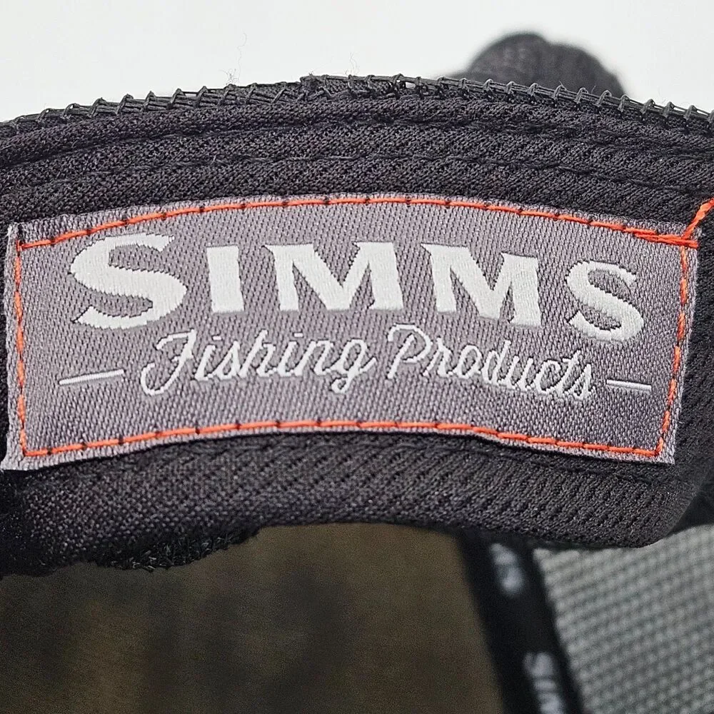 Simms Throwback Trucker Hat Fishing Co Mens Black White Foam Mesh Snapback Cap